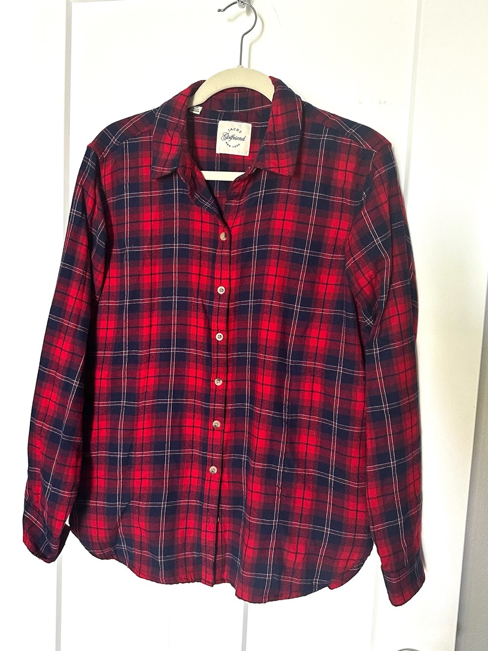 Jachs Girlfriend Red and Navy Plaid Shirt Size M